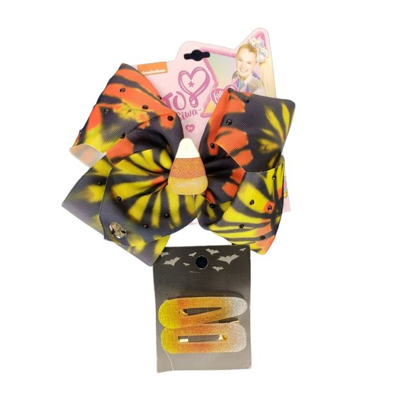 Jojo Siwa Girls'‎ Nickelodeon Tie-Dye Candy Corn Bow Hair Clip Barrettes - Picture 1 of 11